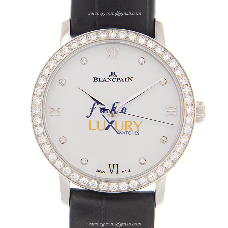 6104-4628-55A - Blancpain Replica Watch Automatic Stainless Steel Diamonds White Dial - Luxury Replica Watch
