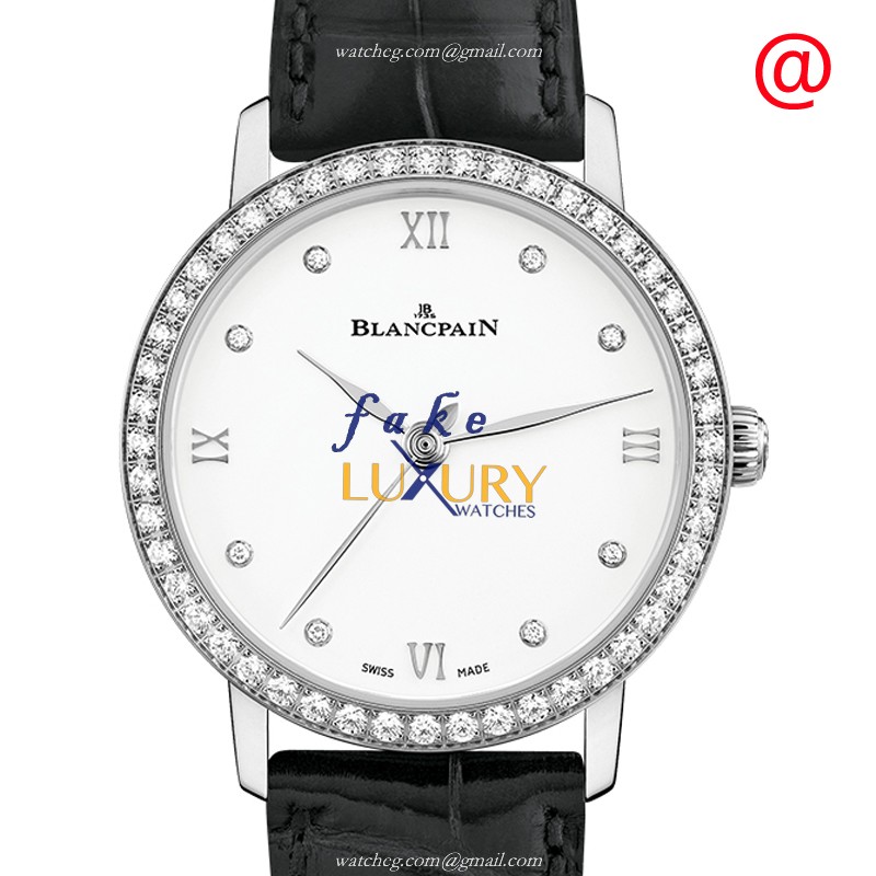 Blancpain 6104-4628-95A Villeret Replica Watch, White Dial, Steel & Diamond Case, Automatic - Luxury Replica Watch