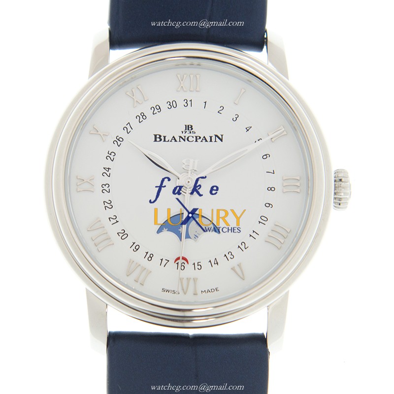 Blancpain Classic 6126-1127-55B Automatic Stainless Steel Diamonds Blue Alligator Replica Watch - Luxury Replica Watch