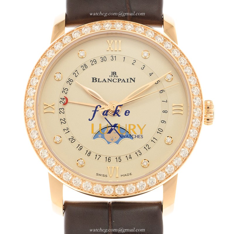 Blancpain 6126-2987-55B Villeret - Replica Watch - Automatic - Rose Gold - Beige Dial - Alligator - Luxury Replica Watch