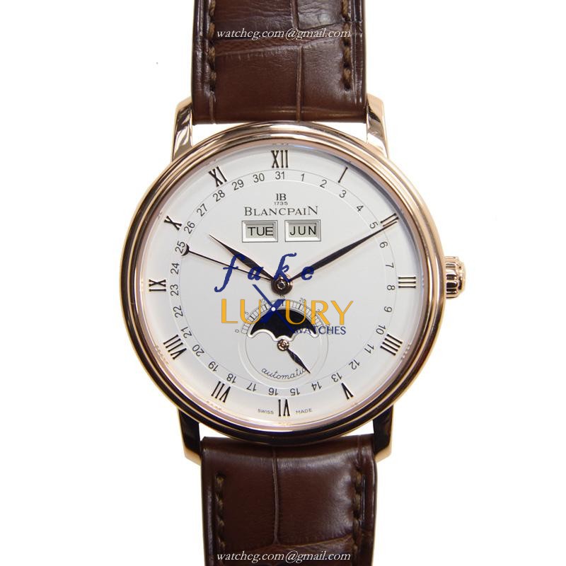 6263-3642-55A - Blancpain Villeret Replica Watch - 18kt Rose Gold Automatic - White Dial - Luxury Replica Watch