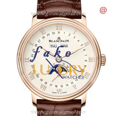 6264-3642-55B - Blancpain Villeret Replica Watch Automatic 18kt Rose Gold Beige Dial - Luxury Replica Watch