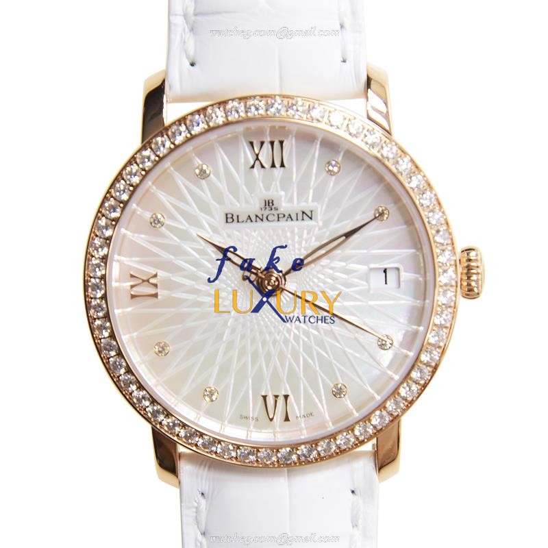 Blancpain 6604-2944-55A Replica Watch, Automatic, White Mother of Pearl Dial, 18kt Rose Gold & - Luxury Replica Watch