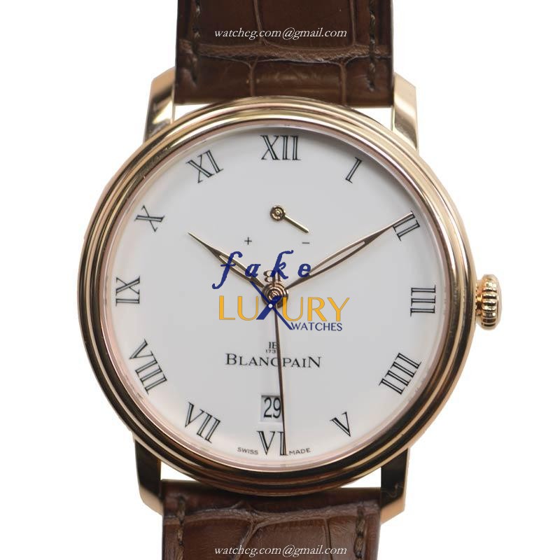 Blancpain Villeret 6613-3631-55B Replica Watch, Manual Wind, White Enamel Dial, Rose Gold Case - Luxury Replica Watch