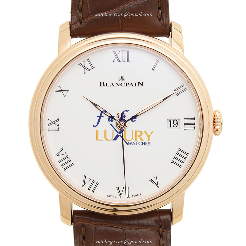 Blancpain VILLERET 6630-3631-55B 18kt Rose Gold Automatic White Dial Replica Watch - Luxury Replica Watch