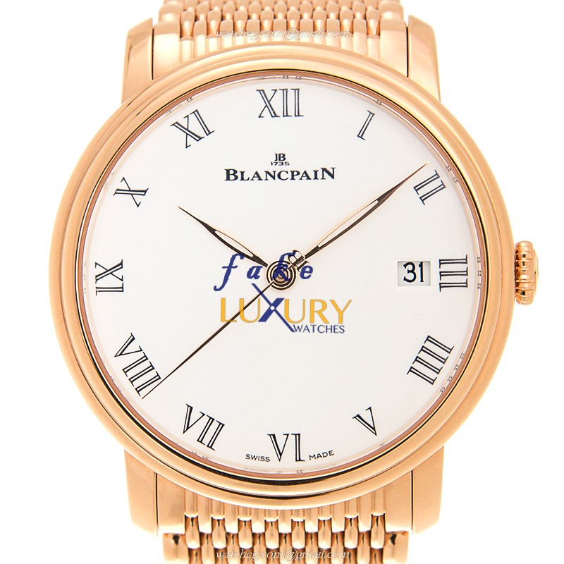Blancpain 6630-3631-MMB Villeret Replica Watch, White Dial, 18kt Rose Gold Case, Automatic Movement - Luxury Replica Watch