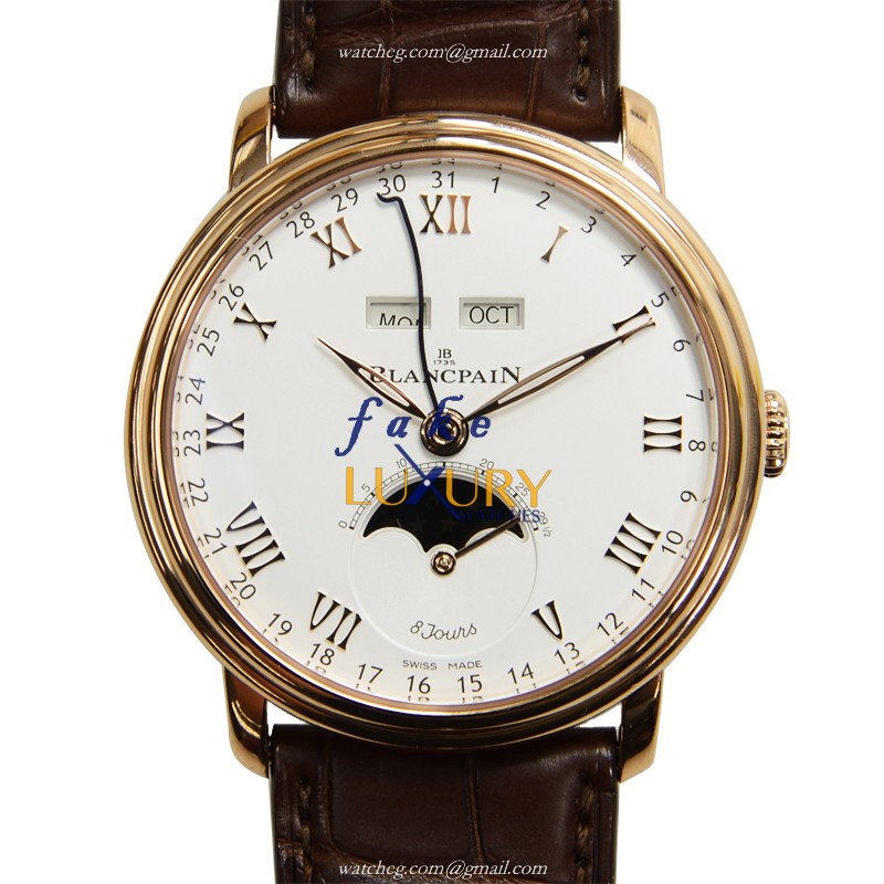Blancpain Villeret 6639-3642-A55B Automatic 18kt Rose Gold White Dial Alligator Strap Replica Watch - Luxury Replica Watch