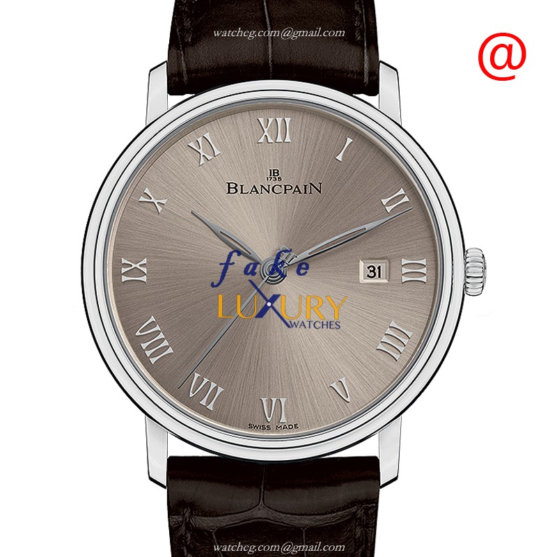 Blancpain Villeret 6651-1504-55B Automatic 18kt White Gold Gray Dial Alligator Strap Replica Watch - Luxury Replica Watch