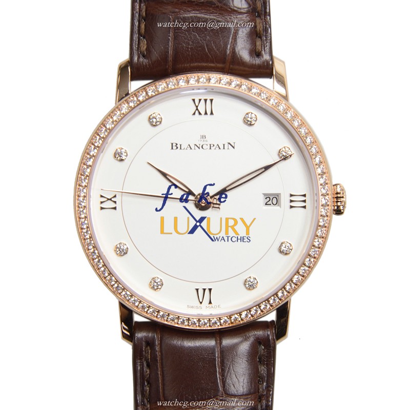 Blancpain 6651-2987-55B Villeret Replica Watch, Automatic Movement, Silver Dial, Rose Gold Case - Luxury Replica Watch