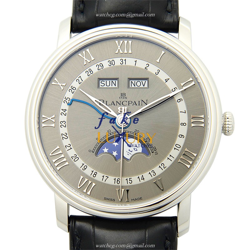 Blancpain 6654-1113-55B Villeret | Automatic | Steel | Gray Dial | Alligator Strap | Replica Watch - Luxury Replica Watch
