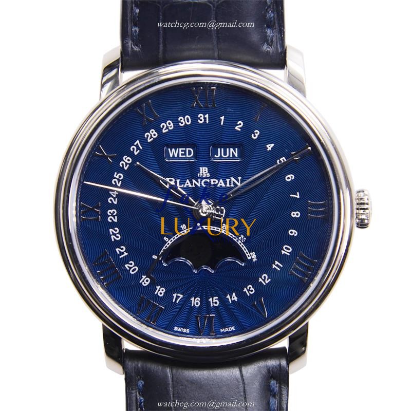 Blancpain 6654-1529-55B Villeret | Automatic | 18kt White Gold | Blue Dial | Replica Watch - Luxury Replica Watch