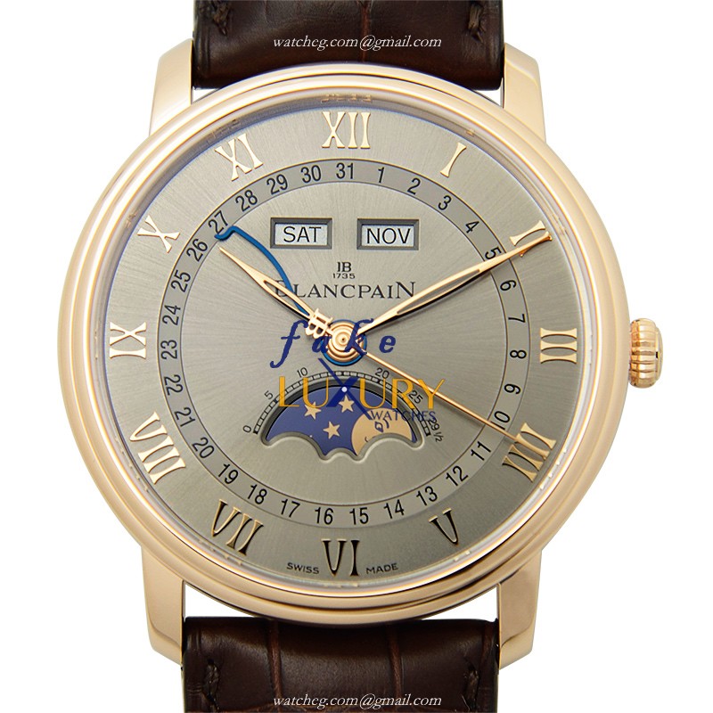 Blancpain 6654-3613-55B Villeret Replica Watch Automatic 18kt Rose Gold Gold Dial Brown Alligator - Luxury Replica Watch