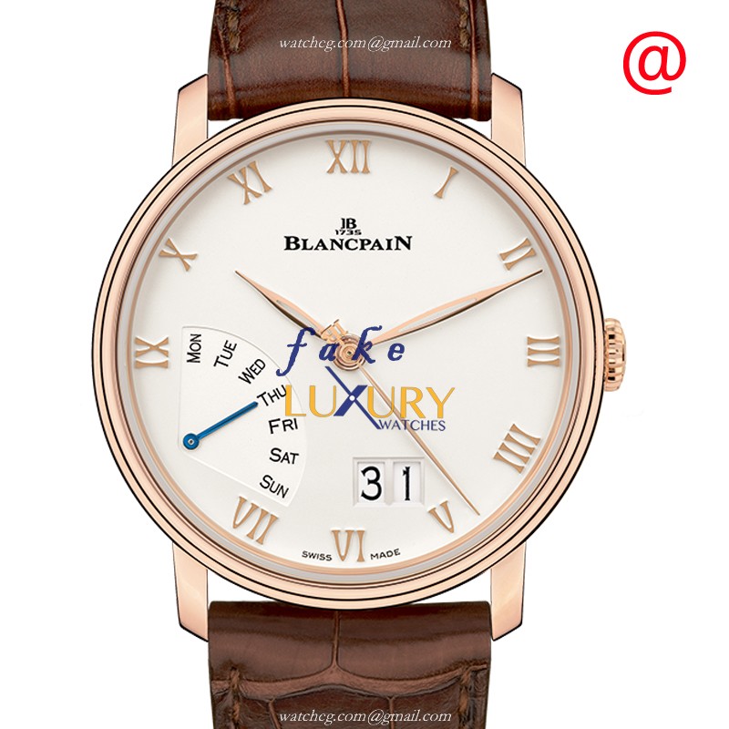 Blancpain 6668-3642-55A CLASSIQUE Automatic 18kt Rose Gold Beige Dial Brown Alligator Strap Replica - Luxury Replica Watch