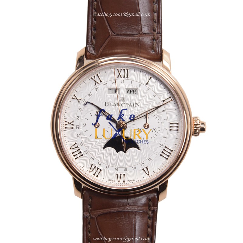 Blancpain 6685-3642-55B Villeret Replica Watch - Automatic - 18kt Rose Gold - Silvery Dial - Luxury Replica Watch