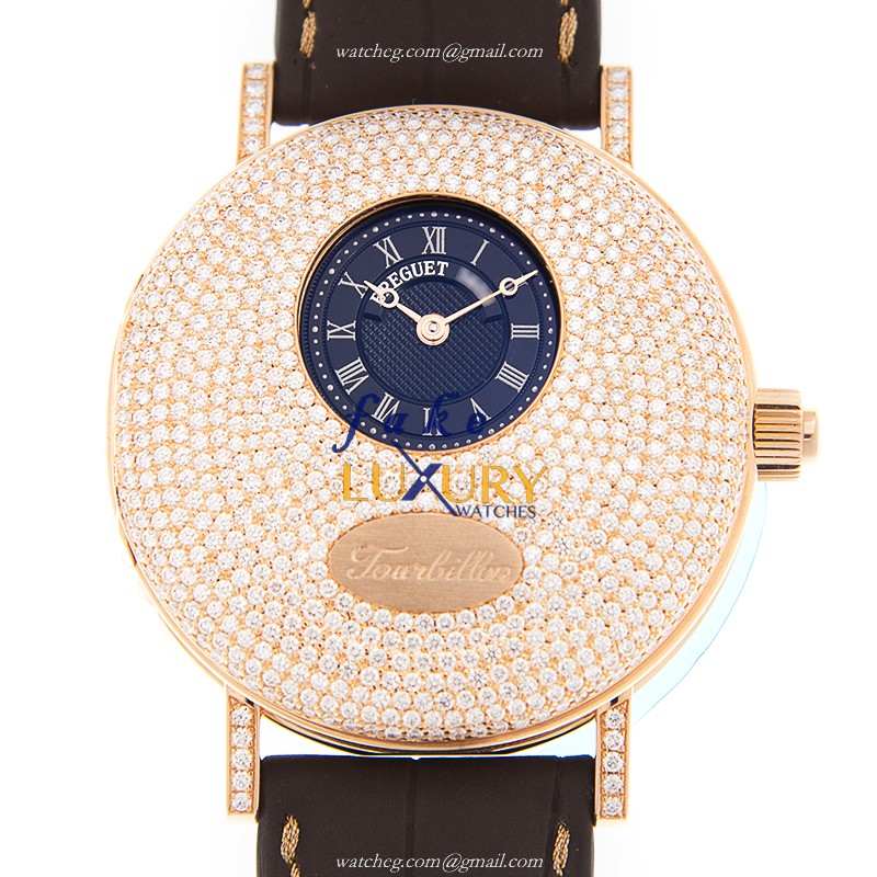 Breguet 1808BR/92/9W6/DD00 Replica Watch, Gold Dial, Rose Gold & Diamond Case, Manual Wind - Luxury Replica Watch