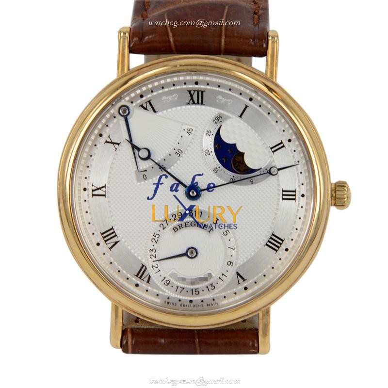 Breguet 3137BA/11/986 Replica Watch With Automatic Movement, 18kt Yellow Gold Case, Silvery White - Luxury Replica Watch