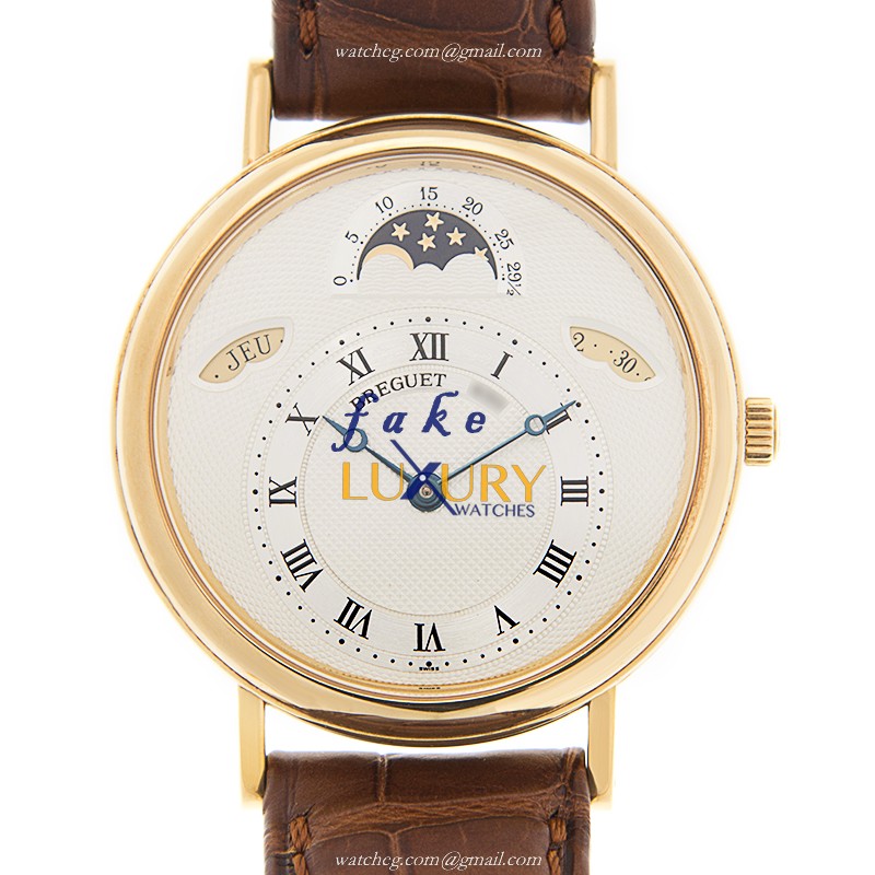 Breguet 3330BA/1E/986 Replica Watch, Automatic, Silver Dial, 18kt Yellow Gold Case, Brown Alligator - Luxury Replica Watch