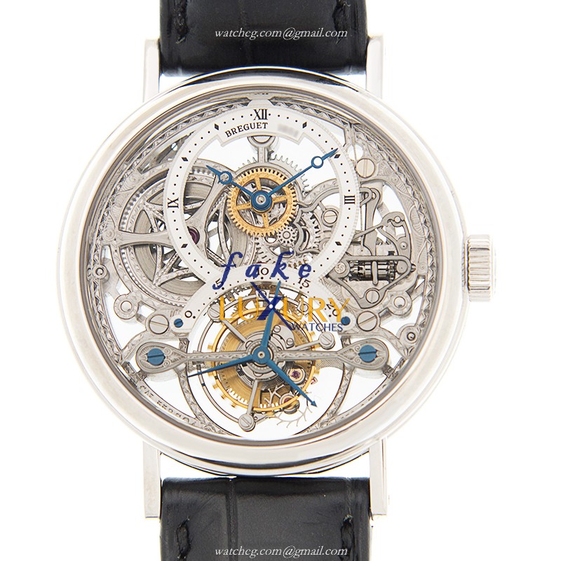Breguet 3355PT/00/986 Classic Manual Wind Platinum Silver Dial Alligator Strap Replica Watch - Luxury Replica Watch