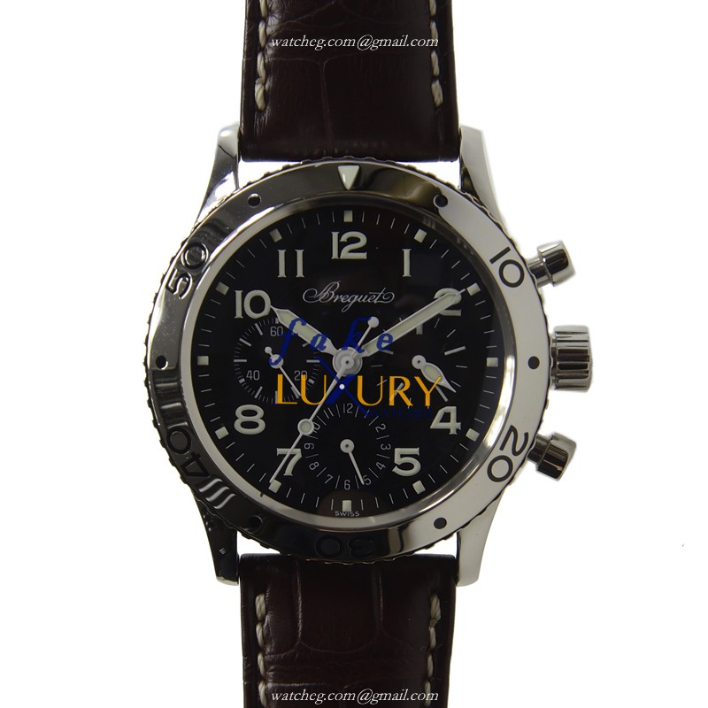 Breguet TYPE XXI 3800ST/92/9W6 Automatic Stainless Steel Black Dial Alligator Replica Watch - Luxury Replica Watch