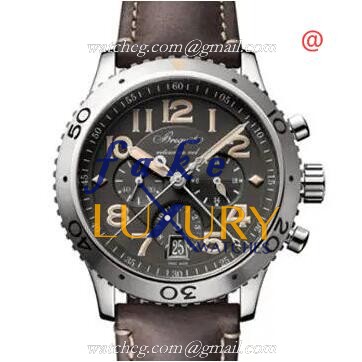Breguet 3817ST/ZL/3ZU Automatic Replica Watch, Gray Dial, Steel Case, Brown Cowhide Strap - Luxury Replica Watch