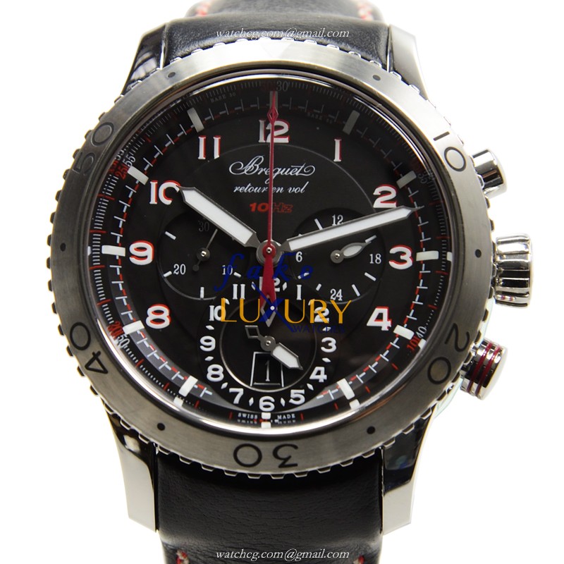 Breguet 3880ST/H2/3XV Replica Watch, TYPE XXI Automatic, Black Dial, Steel Case, Leather Strap - Luxury Replica Watch