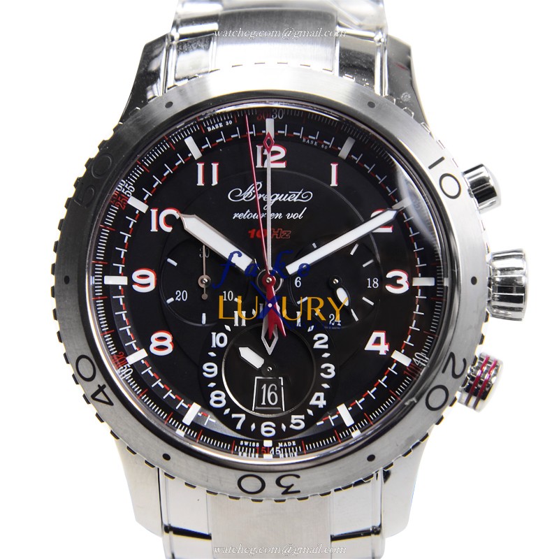 Breguet 3880ST/H2/SX0 TYPE XXI Automatic Replica Watch With Black Dial Steel Bracelet - Luxury Replica Watch