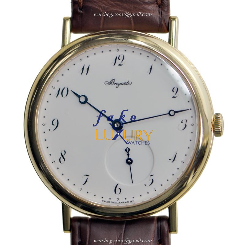Breguet 5140BA/29/9W6 Replica Watch, White Dial, 18kt Yellow Gold Case, Brown Alligator Strap - Luxury Replica Watch