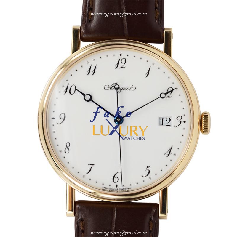 Breguet 5177BA/29/9V6 Replica Watch, Automatic, White Dial, 18kt Yellow Gold Case, Brown Alligator - Luxury Replica Watch