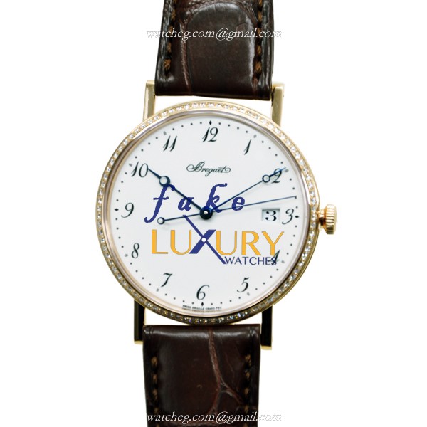 Breguet 5178BR/29/9V6/D000 Replica Watch, White Enamel Dial, Rose Gold & Diamond Case, Automatic - Luxury Replica Watch