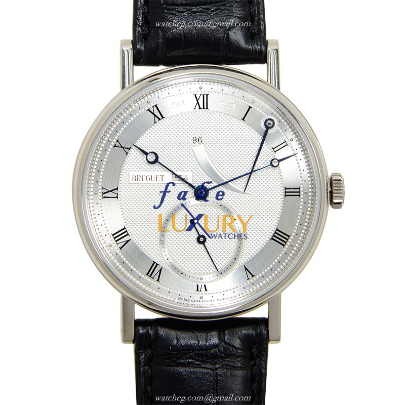 Breguet 5277BB/12/9V6 Replica Watch, Manual Wind, Silver Dial, 18kt White Gold Case, Black - Luxury Replica Watch