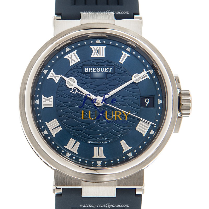 Breguet 5517BB/Y2/5ZU Replica Watch, Blue Dial, 18kt White Gold Case, Rubber Strap - Luxury Replica Watch