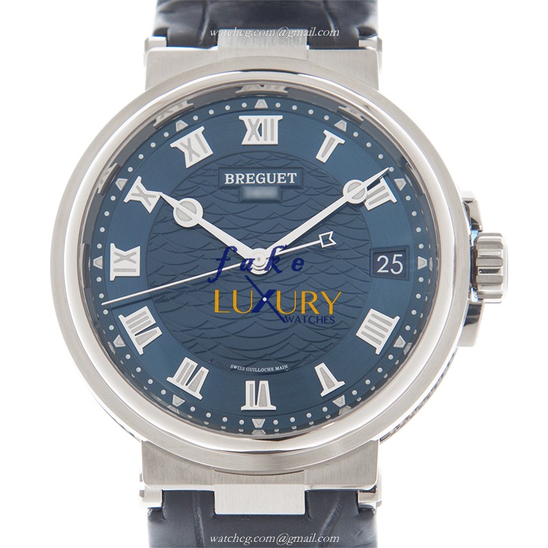 Breguet 5517BB/Y2/9ZU MARINE Automatic 18kt White Gold Blue Rubber | Replica Watch - Luxury Replica Watch