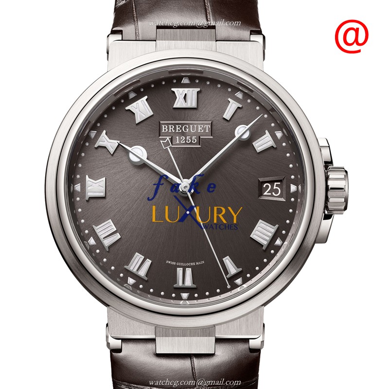 Breguet MARINE 5517TI/G2/9ZU Automatic Titanium Gray Alligator Replica Watch - Luxury Replica Watch