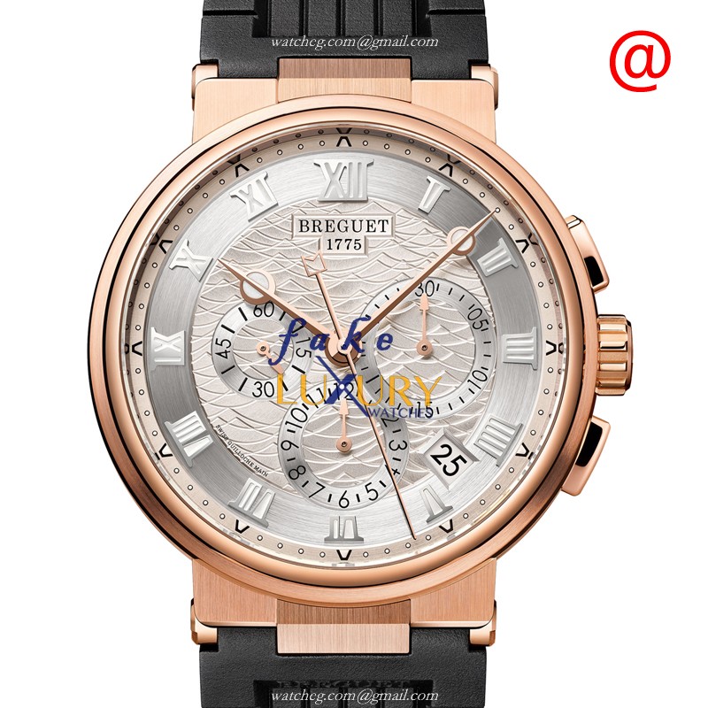 Breguet 5527BR/12/5WV Replica Watch, Automatic, 42.3mm, Silver Dial, 18kt Rose Gold Case, Rubber - Luxury Replica Watch