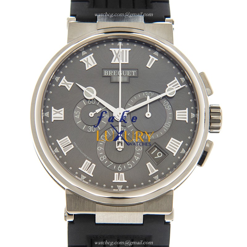 Breguet 5527TI/G2/5WV MARINE Automatic Replica Watch, Gray Dial, Titanium Case, Rubber Strap - Luxury Replica Watch