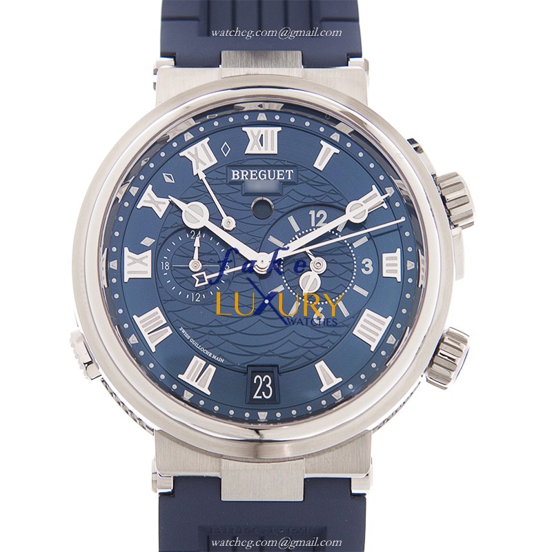 Breguet 5547BB/Y2/5ZU MARINE Automatic Blue Dial Replica Watch with Rubber Strap - Luxury Replica Watch