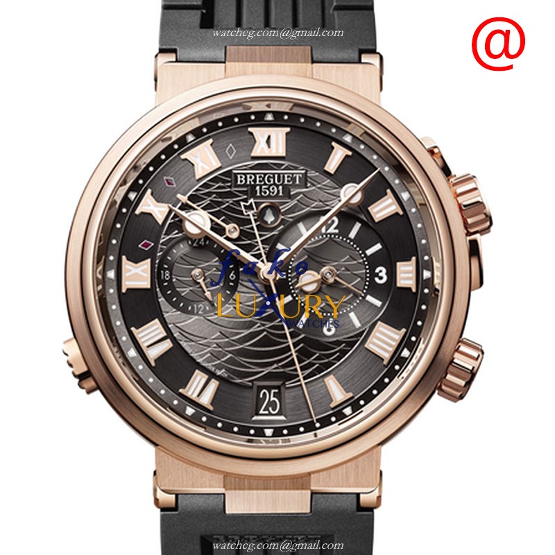 Breguet 5547BR/G3/5ZU MARINE Automatic 18kt Rose Gold Black Dial Rubber Strap Replica Watch - Luxury Replica Watch