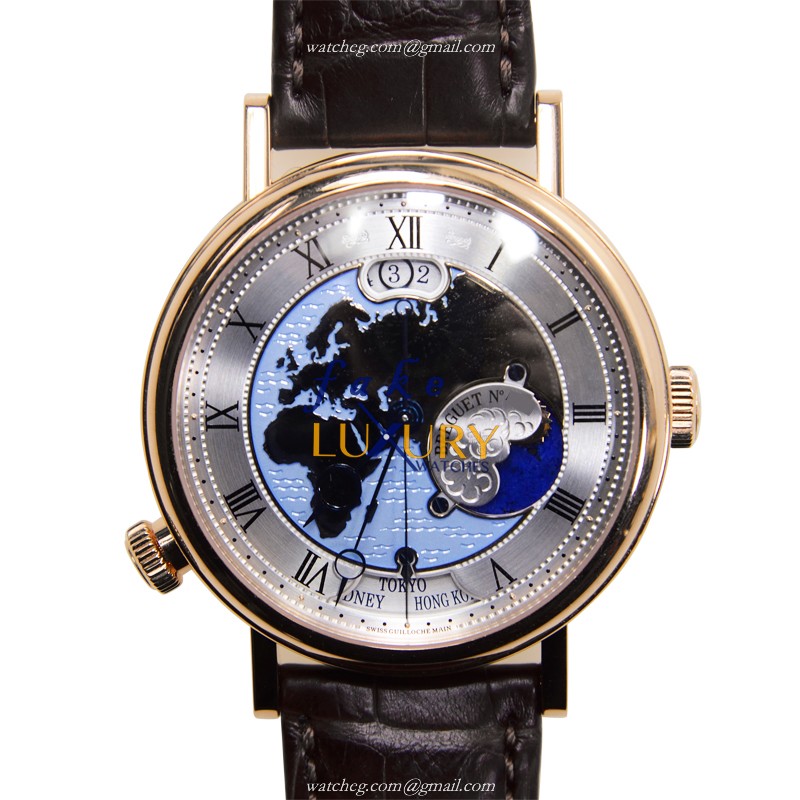 Breguet 5717BR/EU/9ZU Replica Watch, Automatic Movement, Silver Dial, 18kt Rose Gold Case, Brown - Luxury Replica Watch