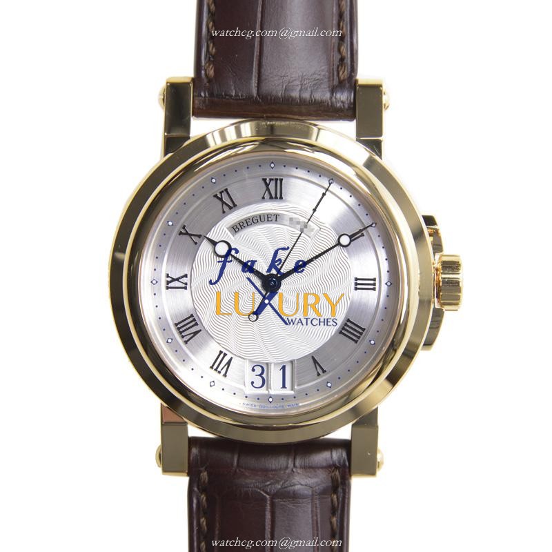 Breguet 5817BA/12/9V8 MARINE Automatic 18kt Yellow Gold Silver Dial Replica Watch - Luxury Replica Watch