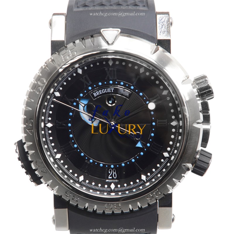 Breguet 5847BB/92/5ZV MARINE Automatic Replica Watch, Black Dial, 18kt White Gold Case, Rubber Strap - Luxury Replica Watch
