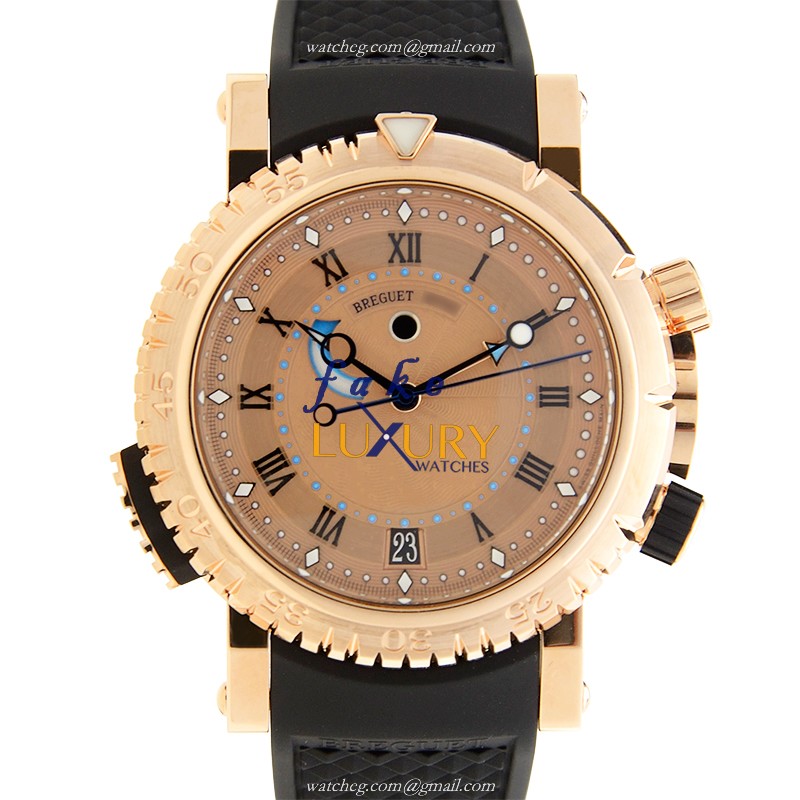 Breguet MARINE 5847BR/32/5ZV Automatic 18kt Rose Gold Gold Dial Rubber Strap Replica Watch - Luxury Replica Watch