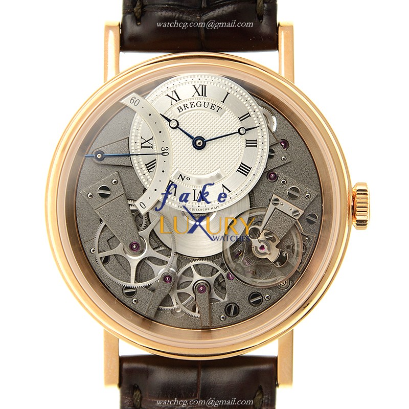 Breguet 7097BR/G1/9WU Tradition Automatic Replica Watch with Silver Dial Rose Gold Case - Luxury Replica Watch