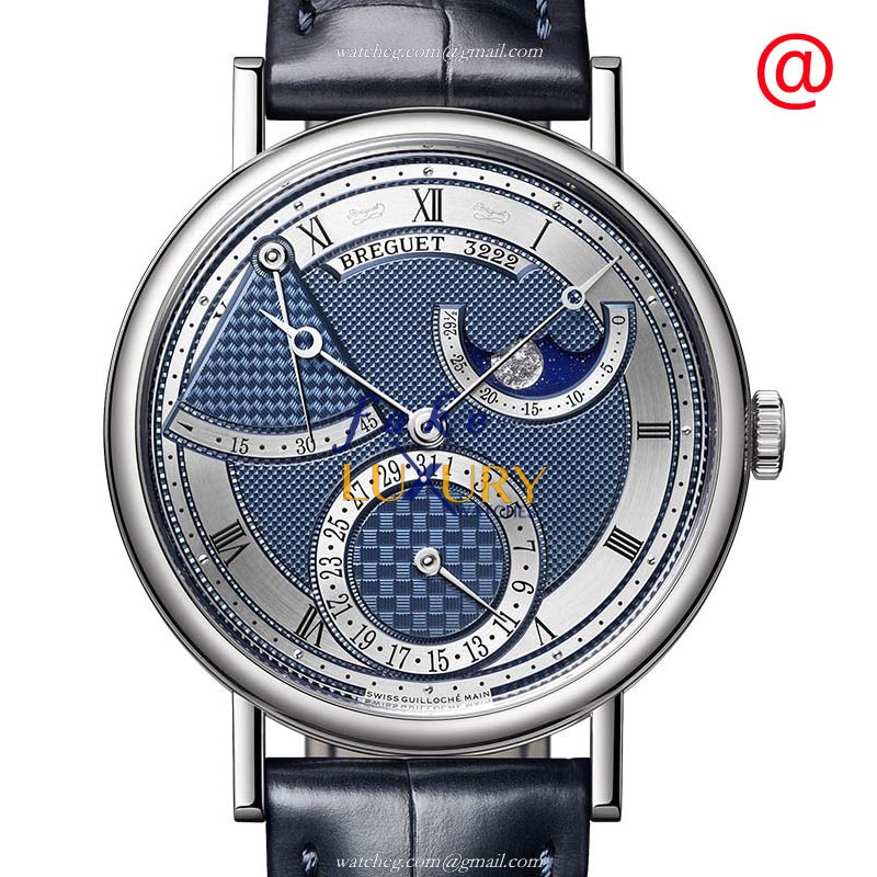 Breguet 7137BB/Y5/9VU CLASSIC Replica Watch - Automatic - 18kt White Gold - Blue Dial - Alligator - Luxury Replica Watch