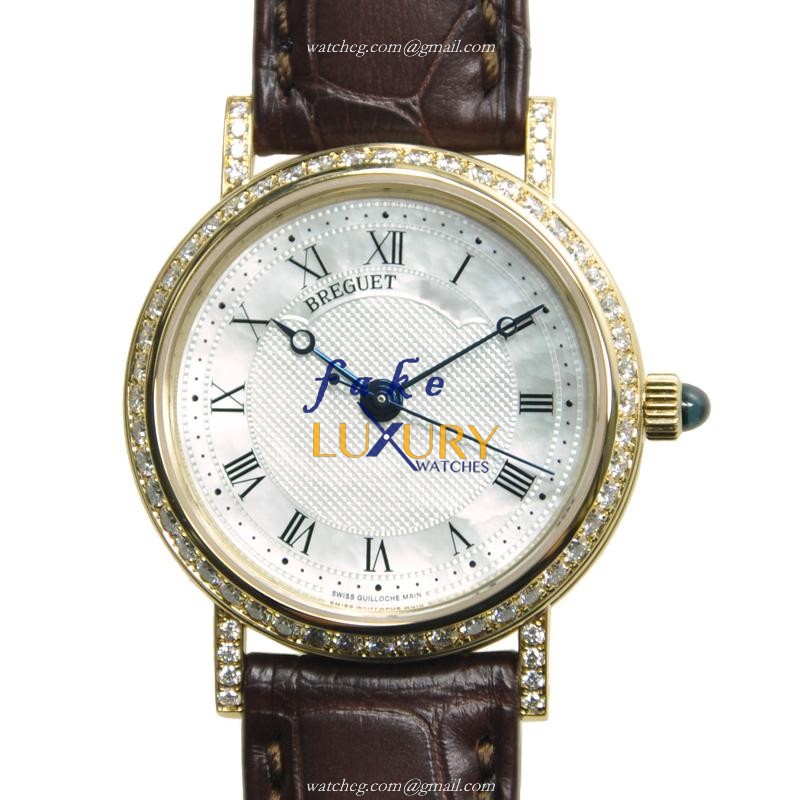 Breguet 8068BA/52/964/DD00 Replica Watch With Automatic Movement, 18kt Gold & Diamond Case, Silver - Luxury Replica Watch