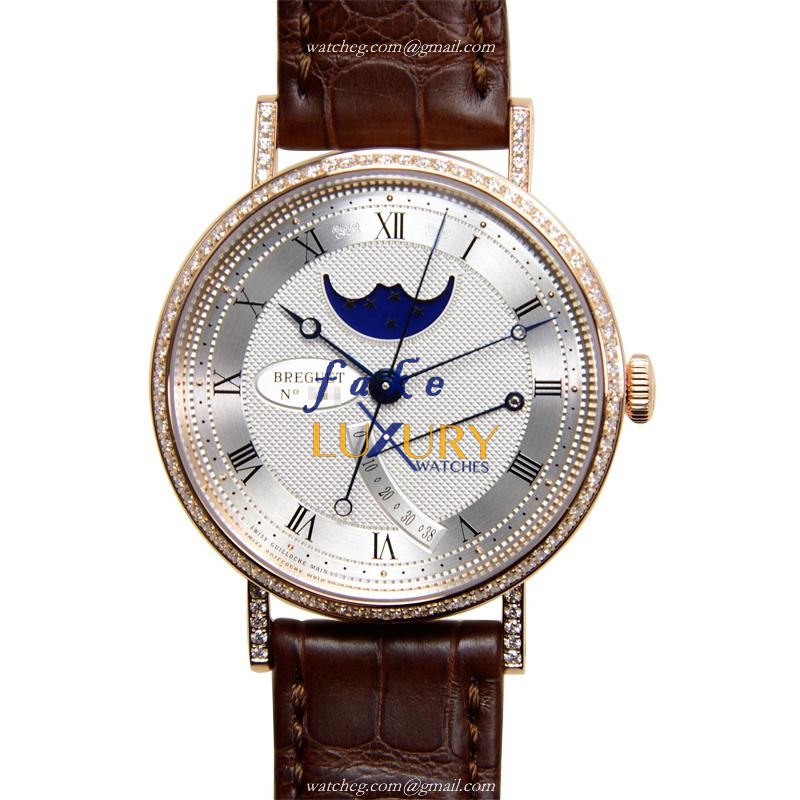 Breguet 8788BR/12/986/DD00 Replica Watch, Automatic, Silvery White Dial, 18kt Rose Gold & Diamonds - Luxury Replica Watch
