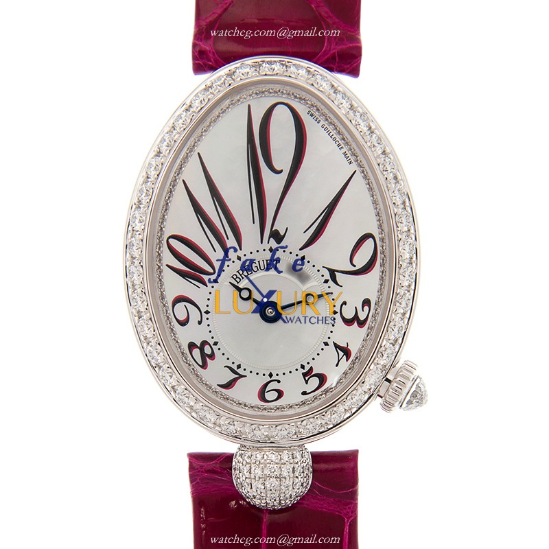 Breguet Reine de Naples 8928BB/5P/944/DD0D | White Gold | Automatic | Red Alligator Strap | Replica - Luxury Replica Watch