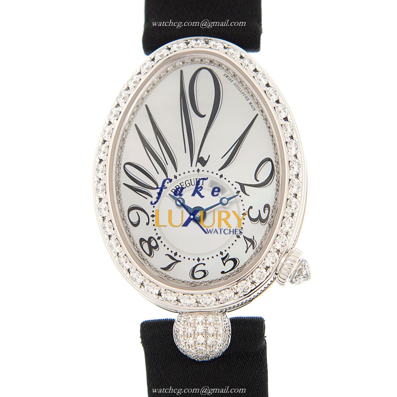 Breguet 8928BB/5W/844/DD0D Reine de Naples Automatic 18kt White Gold Diamond Satin Black Replica - Luxury Replica Watch