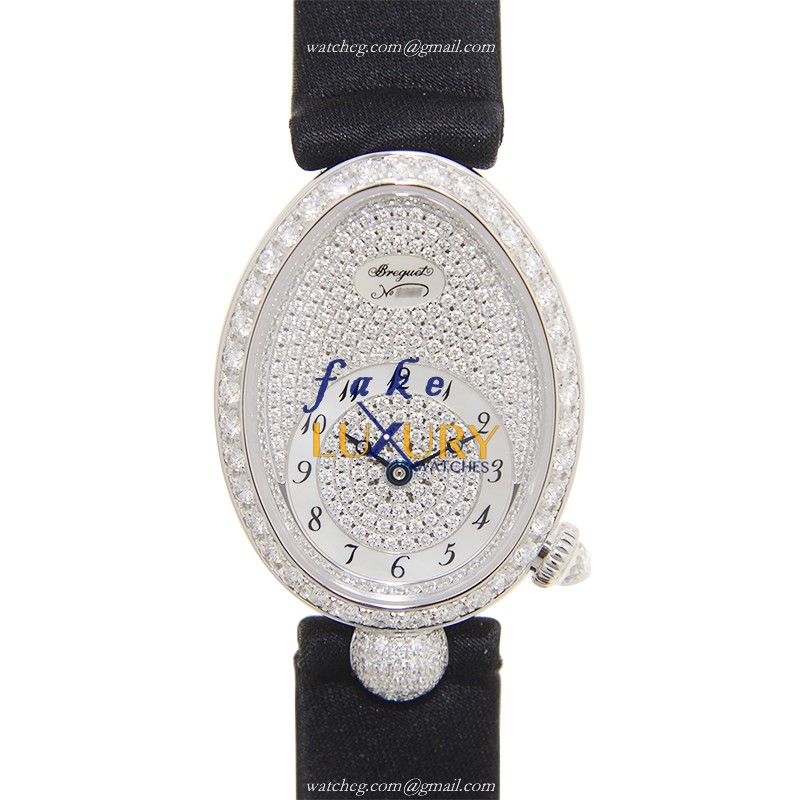 8928BB/8D/844/DD0D - Breguet Reine de Naples Replica Watch - Automatic Silver Dial Satin Strap - Luxury Replica Watch