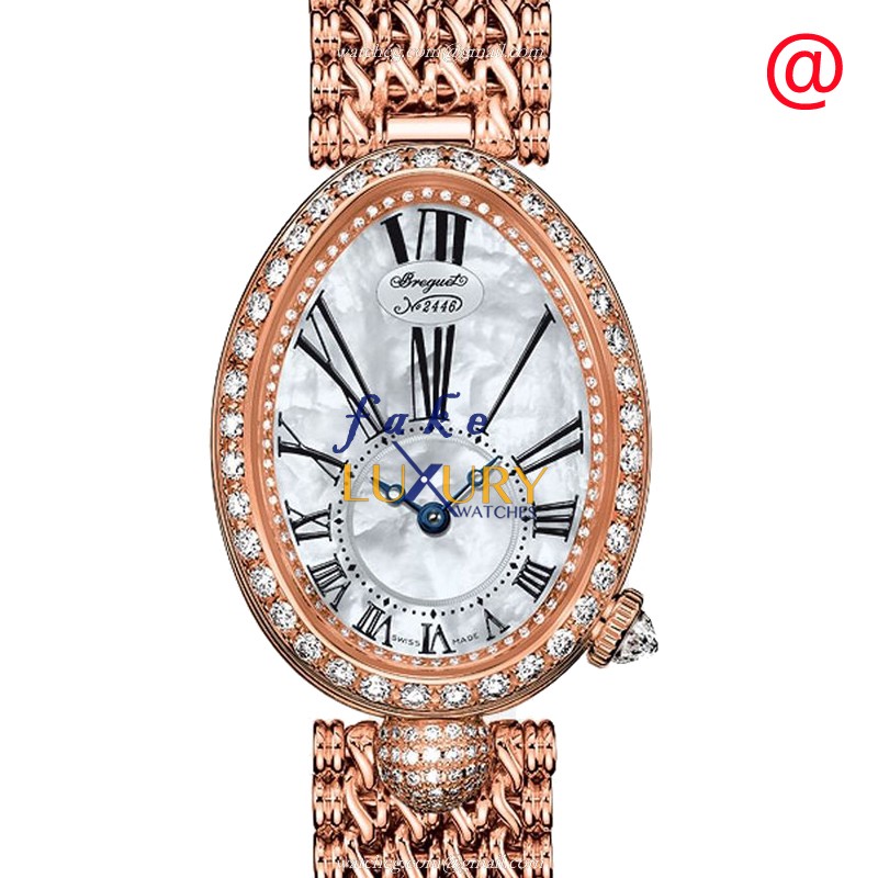 Breguet 8928BR/51/J20/DD00 Reine de Naples Replica Watch, White Mother of Pearl Dial, 18kt Rose - Luxury Replica Watch