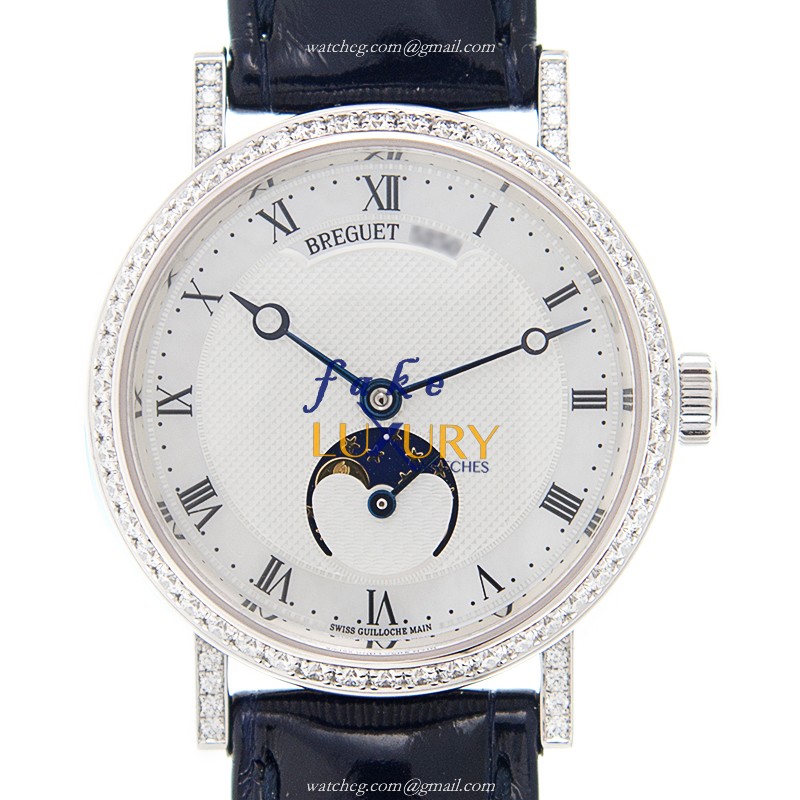 Breguet 9088BB/52/964/DD0D Classic Replica Watch, Automatic Movement, Silver Dial, 18kt White Gold - Luxury Replica Watch
